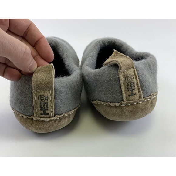 HAUSSIMPLE Natural Wool Cozy Indoor Slip On Slippers Gray Leather Sole Womens 10 - Picture 5 of 13